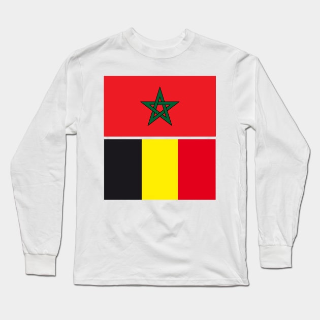 Moroccan and Belgium Union Flag Long Sleeve T-Shirt by Islanr